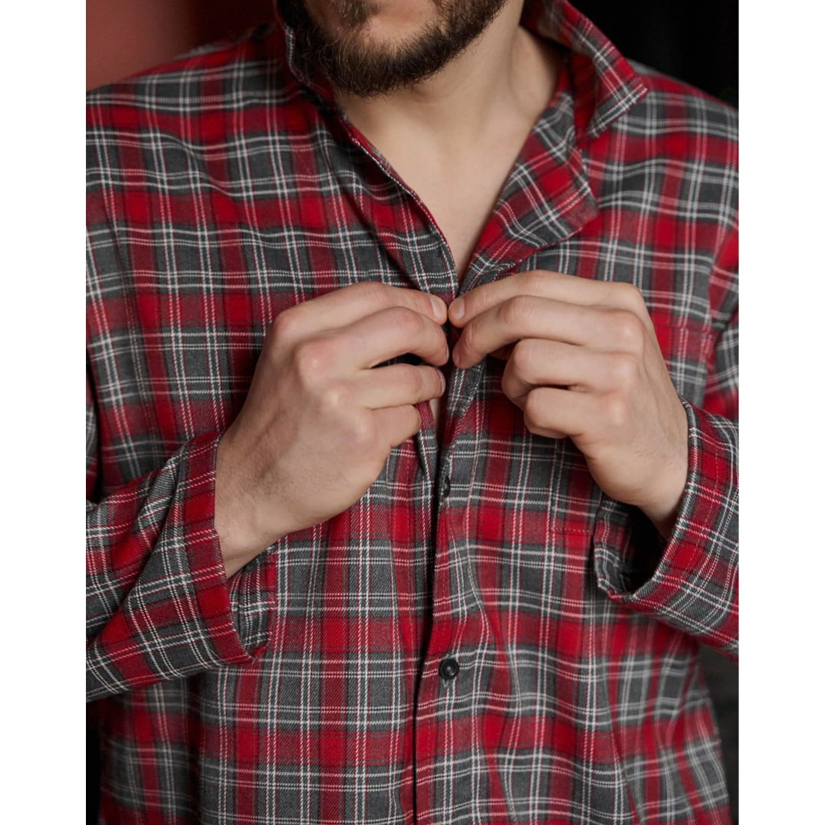 Піжама Handy Wear в клітинку, чоловіча, сіра з червоним, р. 2XL (0464)
 large popup