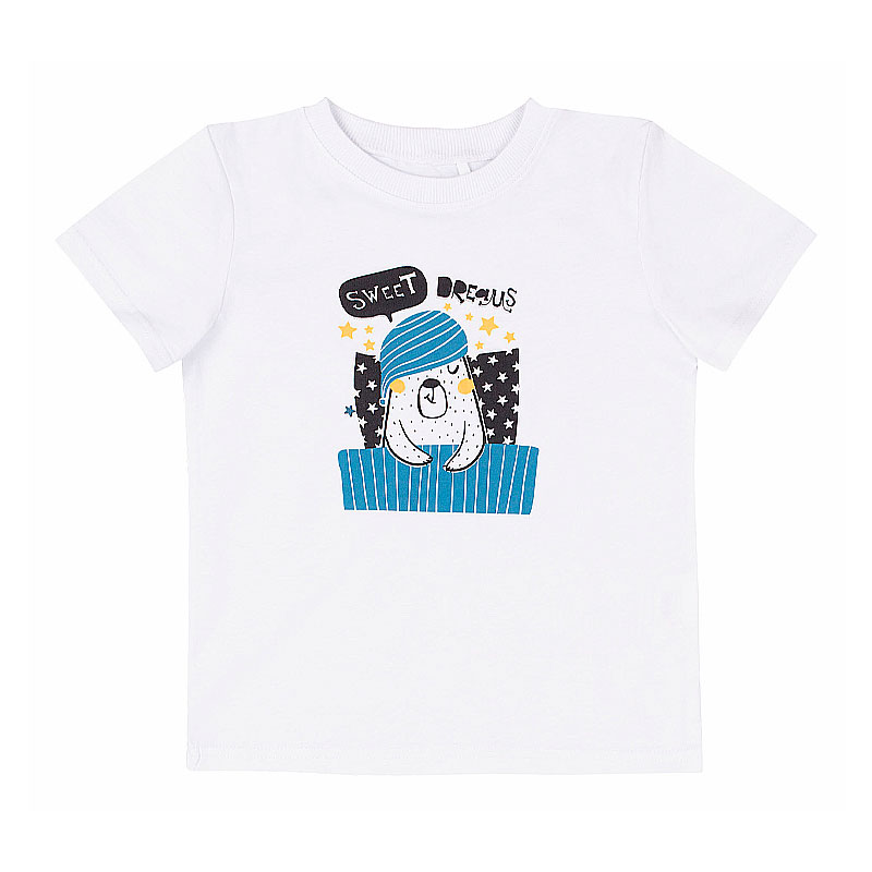 Піжамка Bembi для хлопчика, шорти та футболка, блакитний, білий, р.134 (ПЖ54 410) large popup