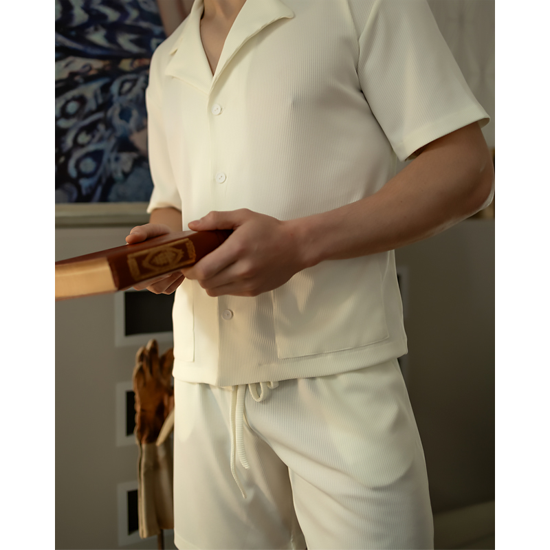 Піжамний костюм чоловічий, вафельний трикотаж, Молочний, р.L 20744 large popup