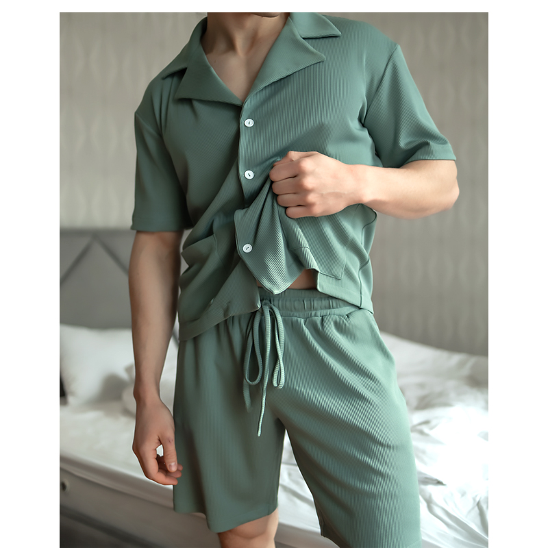 Піжамний костюм чоловічий, вафельний трикотаж, Зелений, р.L 20747 large popup
