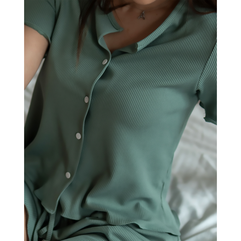 Піжамний костюм Selena вафельний трикотаж Зелений, р.L 20743 large popup