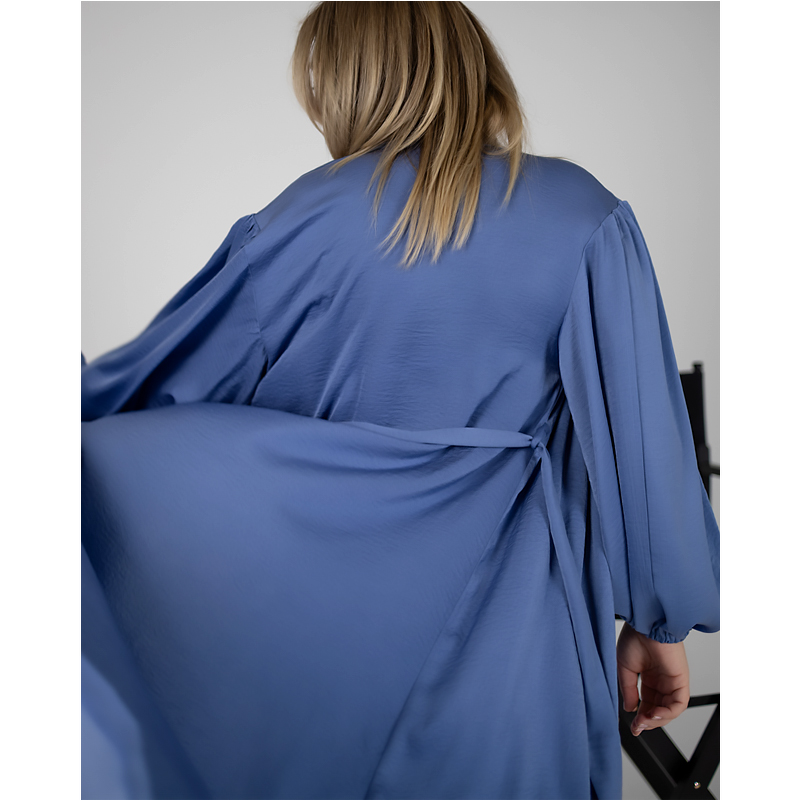 Піжамний костюм-трійка Diana шовк віскоза (бра+халат+штани) джинс L-XL (30110) large popup