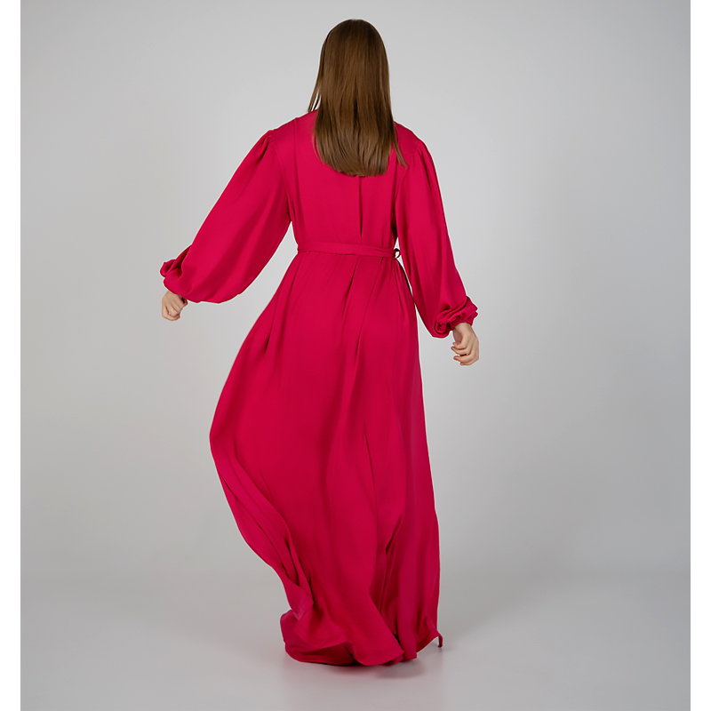 Піжамний костюм-трійка Diana шовк віскоза (бра+халат+штани) малиновий L-XL (30112) large popup