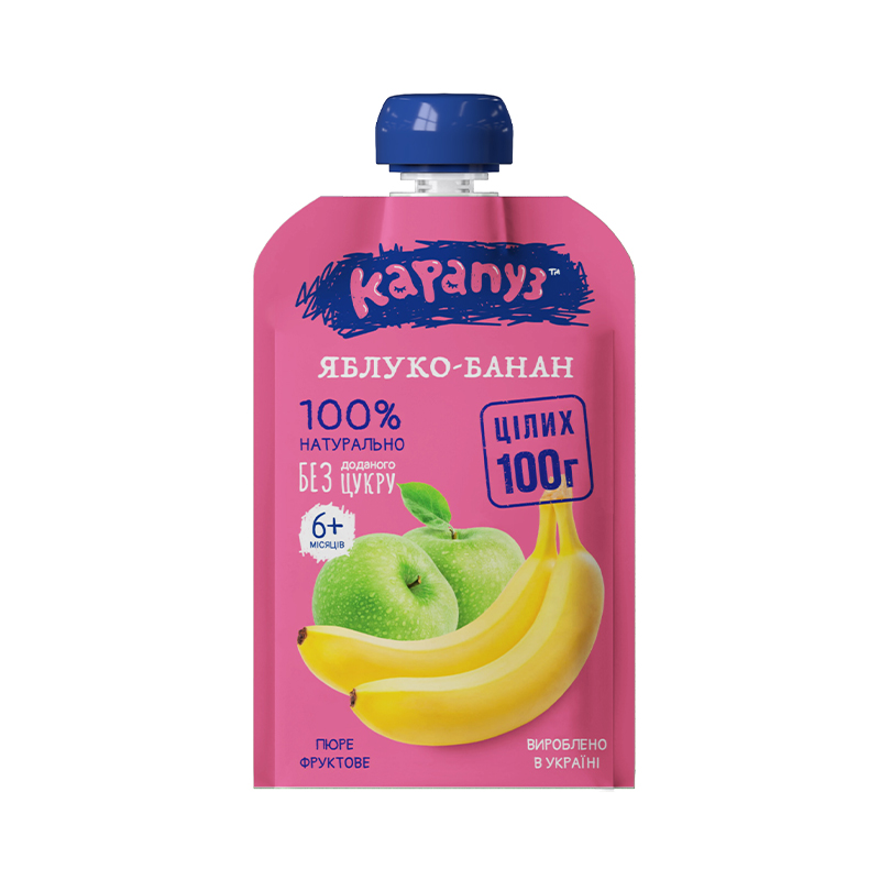 Пюре Карапуз яблуко-банан 100 г. Doy-Pack large popup