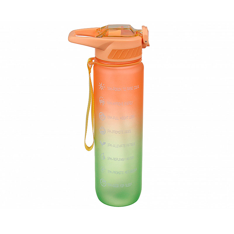 Пляшка для води Hdecor спортивна, помаранчево-зелена 1000 мл (67-4322) large popup
