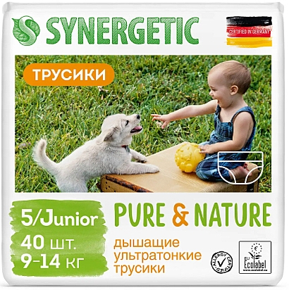 Подгузники - трусики Synergetic детские ультратонкие Pure & Nature размер 5, 40 шт  thumbnail popup