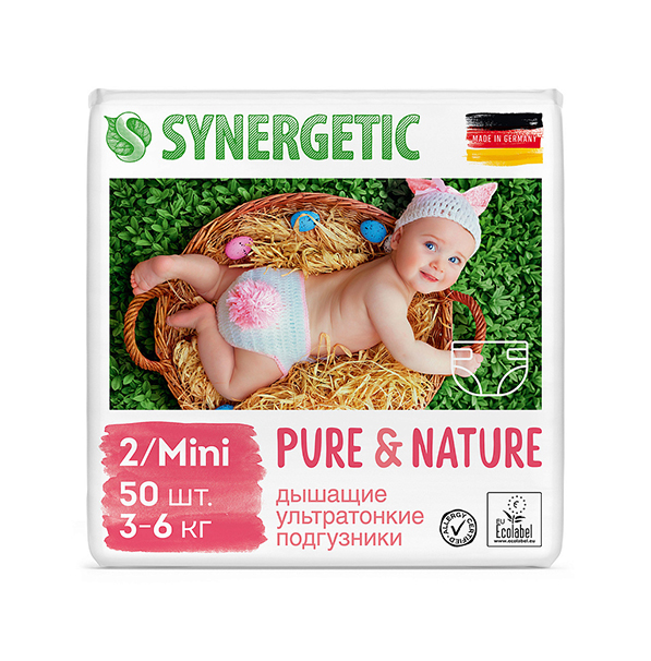 Подгузники Synergetic детские ультратонкие Pure & Nature размер 2, 50 шт thumbnail popup