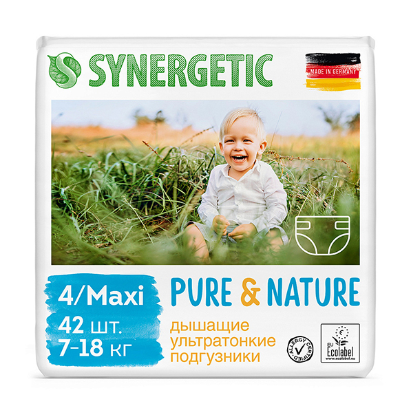 Подгузники Synergetic детские ультратонкие Pure & Nature размер 4, 42 шт thumbnail popup