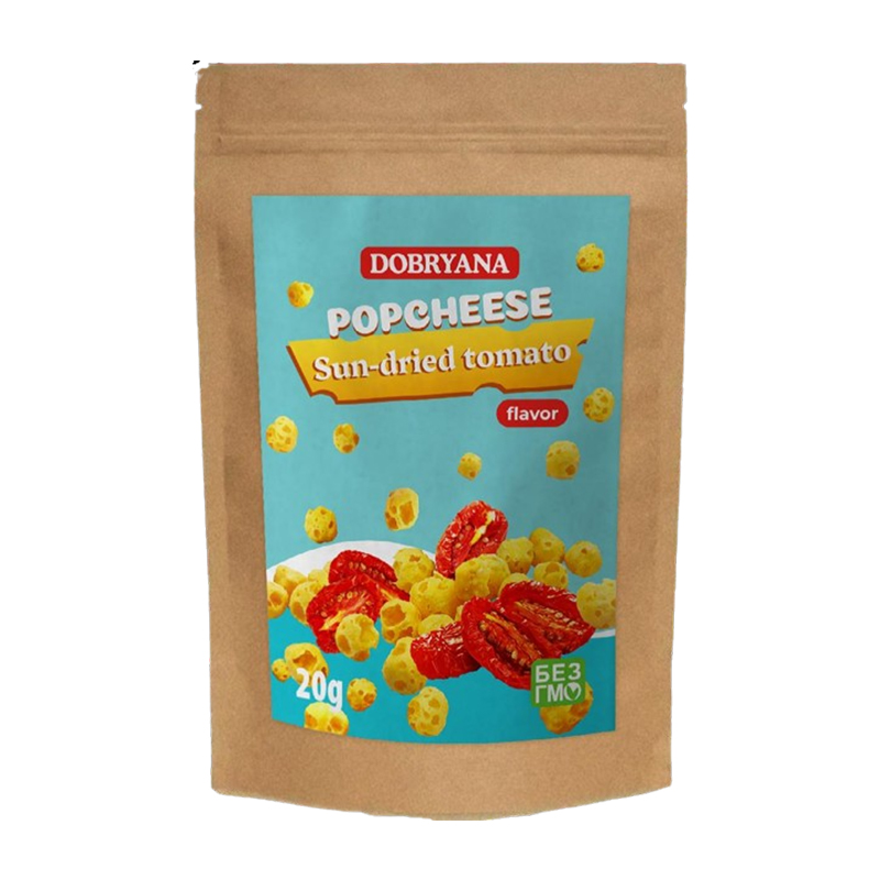 Сир Popchees, сушений спінений зі смаком в'ялених томатів, 20 г.  large popup