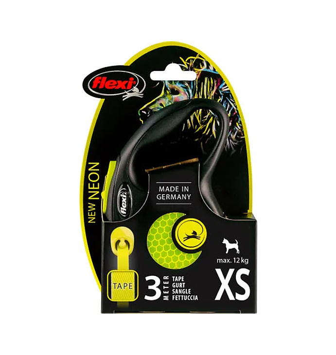 Повідець-рулетка Flexi New Neon XS 3 м, стрічка, жовта large popup
