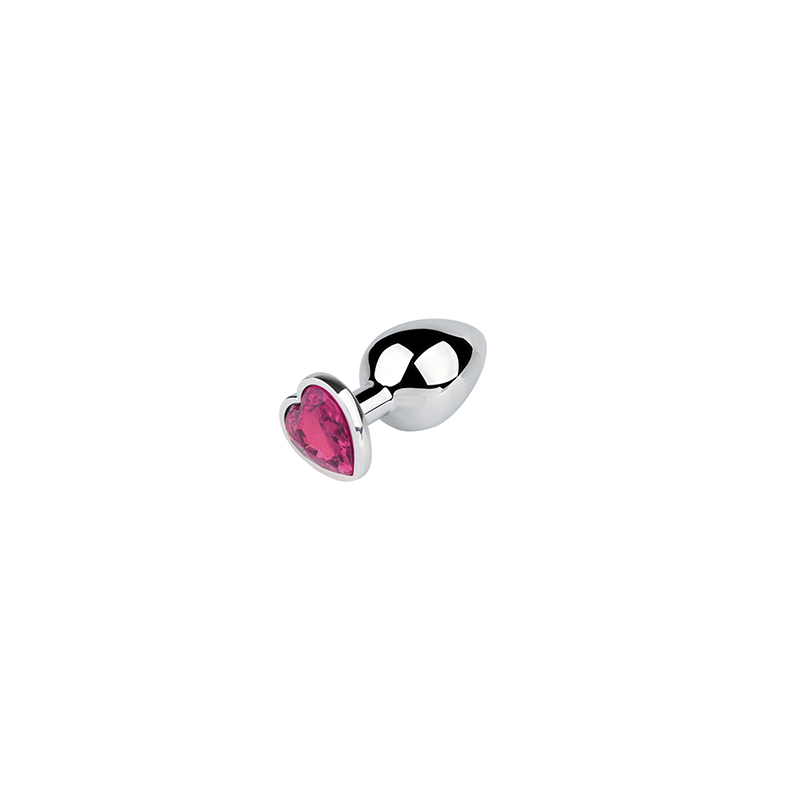 Пробка анальна Серце, срібло, рожевий камінь, р. S, (1068) large popup