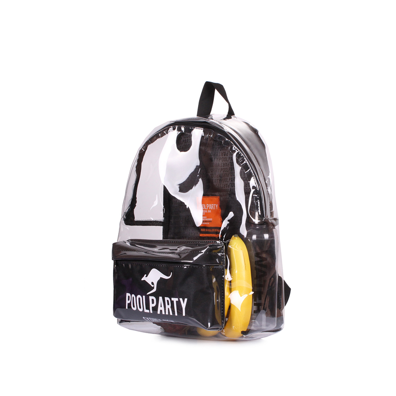 Прозорий рюкзак POOLPARTY Plastic чорний (bckpck-plastic-black)  large popup