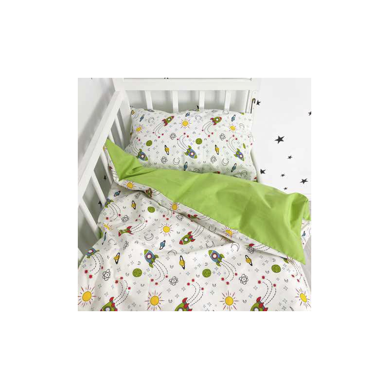 Дитяча постільна білизна Oh My Kids, Rockets зелена в ліжечко для дітей 0-3 років (ПБ-078-Х)  large popup