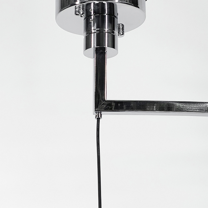 Регулюючий підвісний світильник в хромовому корпусі на 2 лампочки з білим обводком large popup
