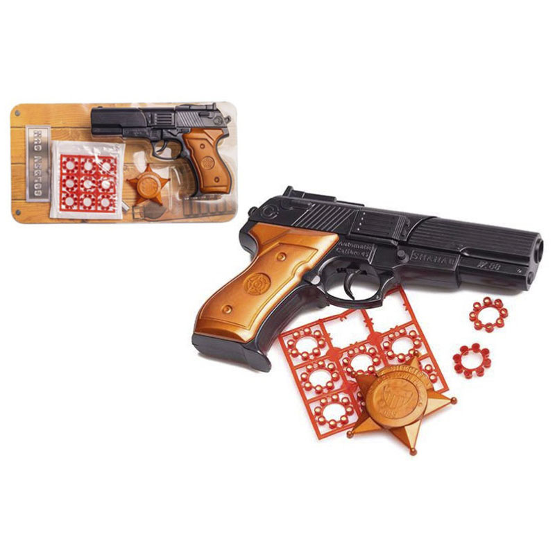 Револьвер в комплекті: 9 пістонів на 8 пострілів, значок нагрудний, 19*12,5см (282) large popup