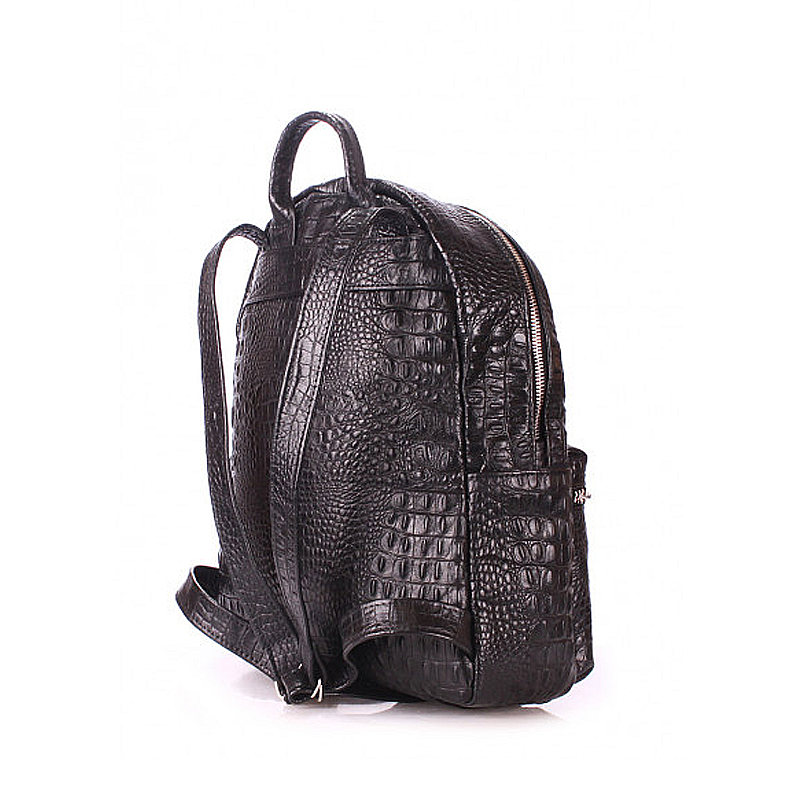 Рюкзак жіночий шкіряний POOLPARTY Mini чорий під крокодила (mini-bckpck-leather-croco-black)  - 37974 large popup