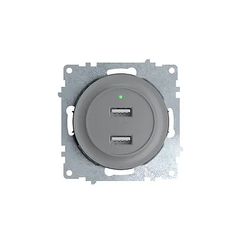 Розетка OneKeyElectro, USB подвійна з підсвіткою, колір сіра(OKE100602С) large popup