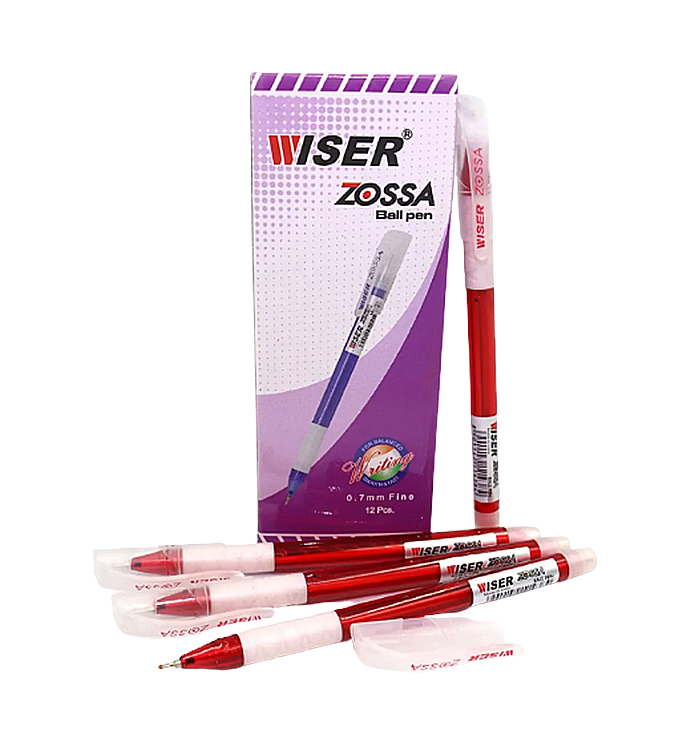 Ручка масляна Wiser 'Zossa' 0,7 мм із грипом червона 12 шт. в упаковці (zossa-rd) large popup