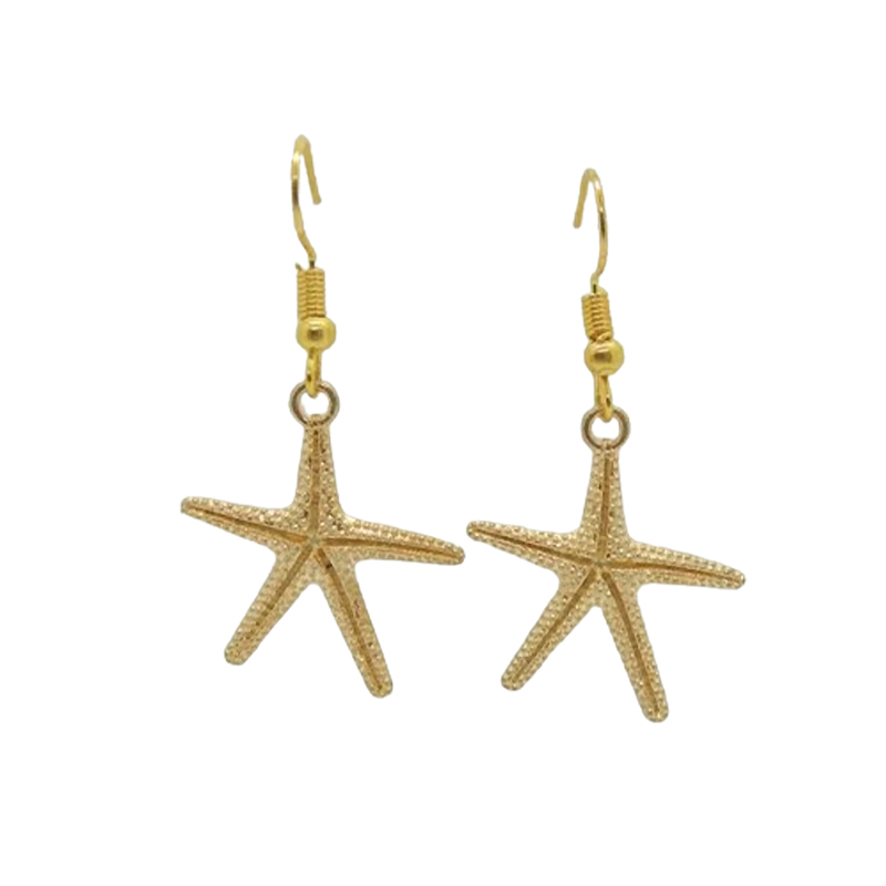 Сережки Liresmina Jewelry  Морська зірка, 4 см золотисті large popup
