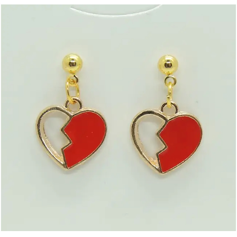 Сережки Liresmina Jewelry сережки-гудзики (пусети) червоне серце, 2.5 см large popup