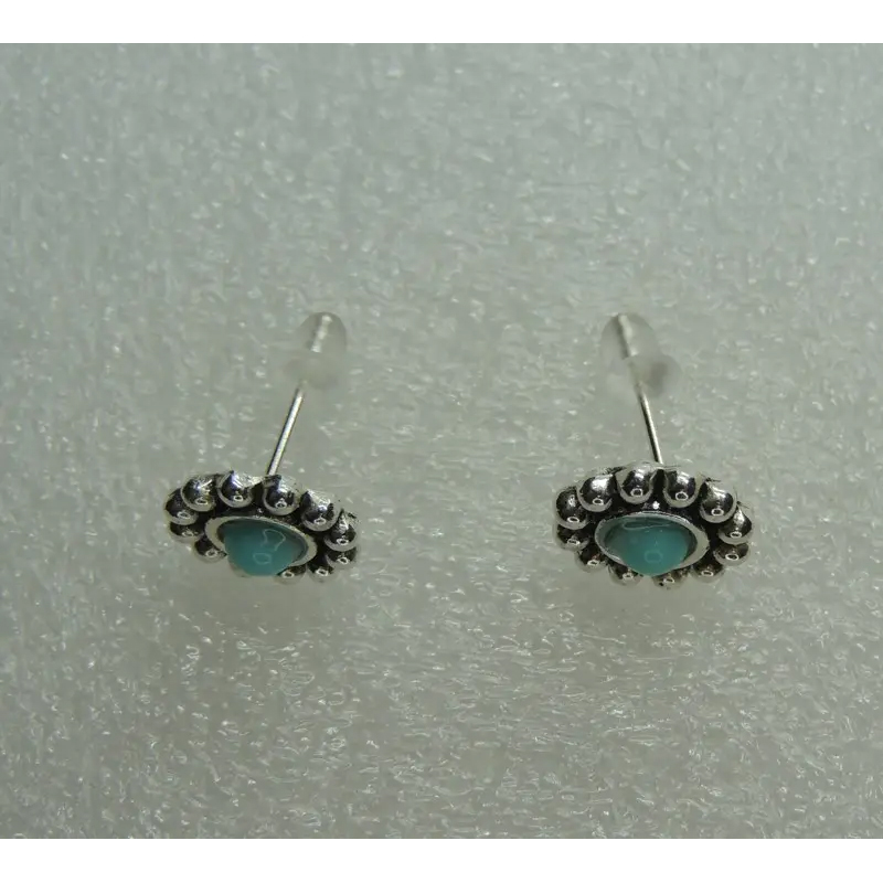 Сережки Liresmina Jewelry сережки-гудзики (пусети) Маргаритка блакитна large popup