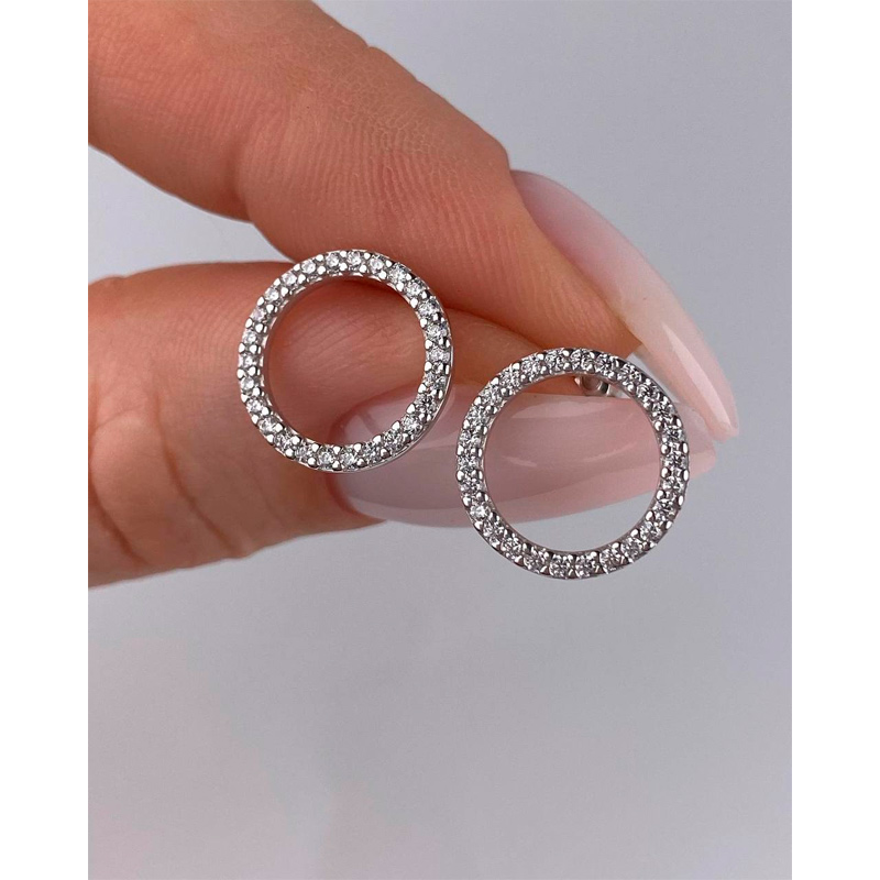 Сережки срібні 'Кружечки з камінням' (0647) large popup