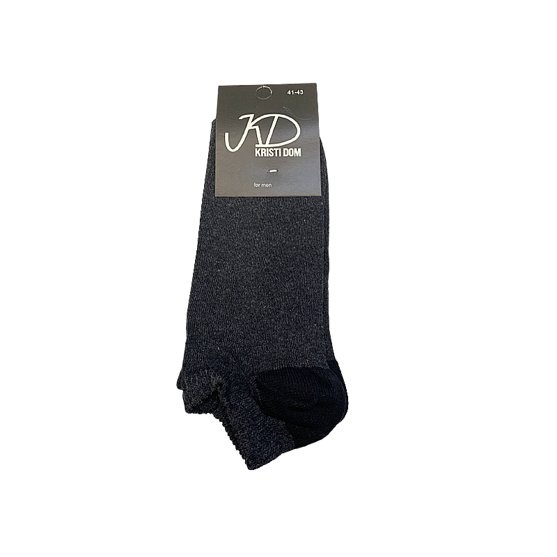 Шкарпетки KristiDom чоловічі стрейчеві, короткі темно сірі з чорною п'яткою р. 41-43 (590182) large popup
