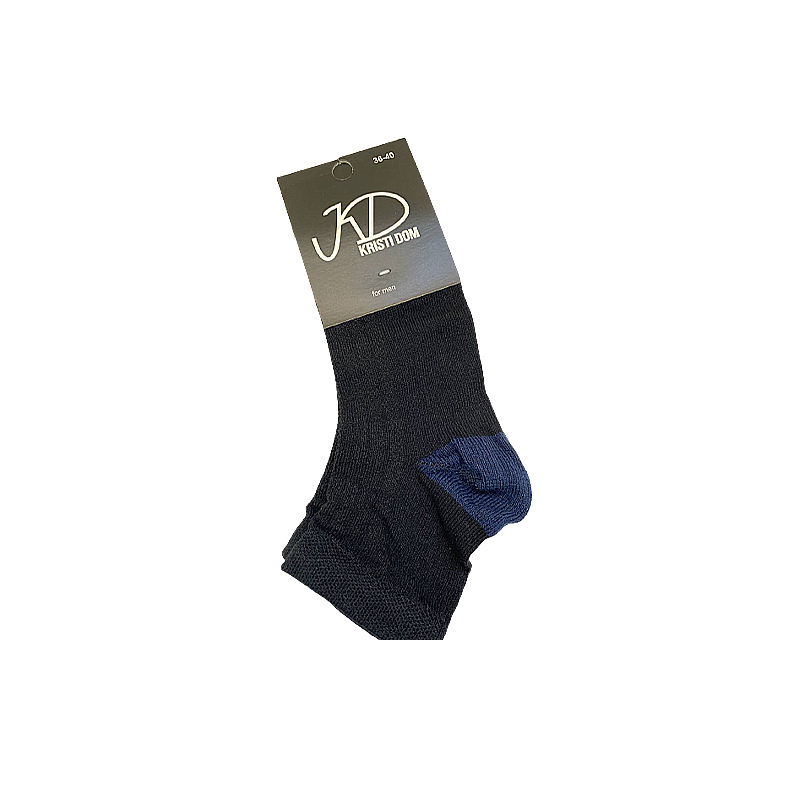 Шкарпетки KristiDom чоловічі стрейчові "сітка" середні, чорні з синьою п'яткою  р. 36-40 (590410) large popup