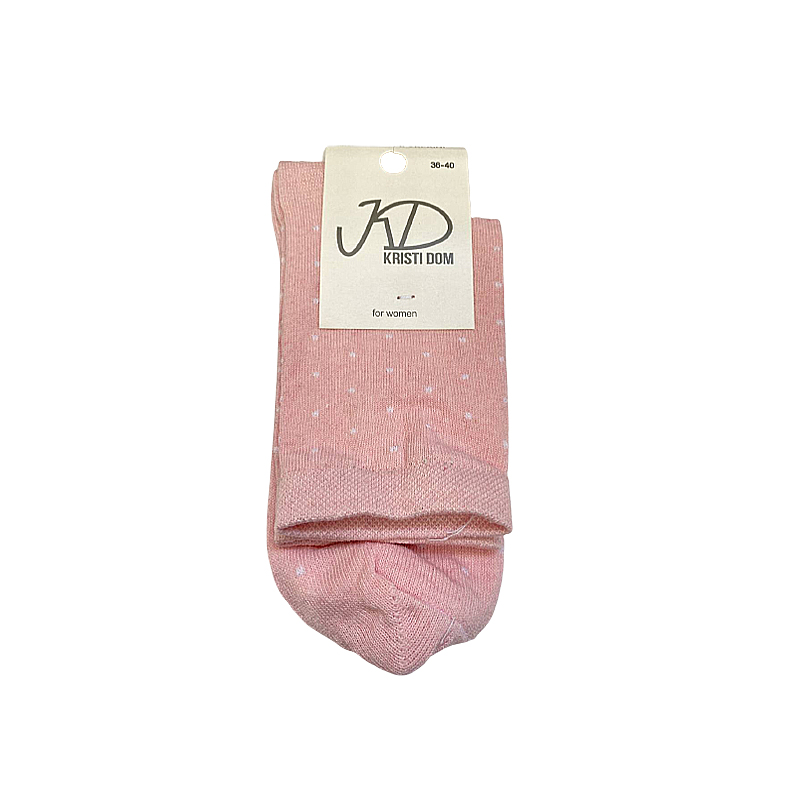 Шкарпетки KristiDom жіночі стрейчиві класичні, рожеві в білу краплинку р. 36-40 (590342) large popup