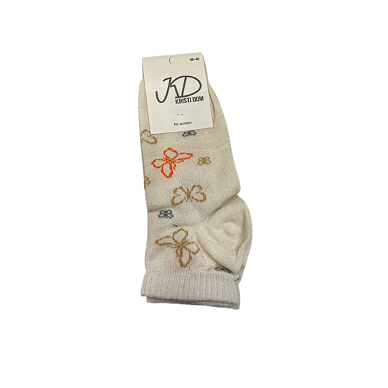 Шкарпетки KristiDom жіночі стрейчиві середні, бежеві з метеликами р. 36-40 (832599) large popup