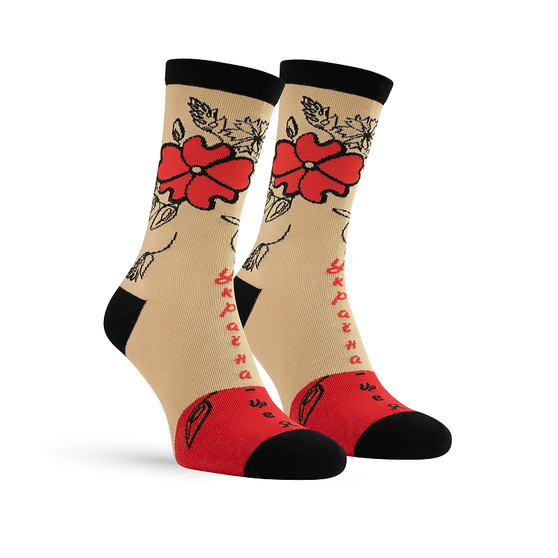 Шкарпетки Premier Socks жіночі Україна – це я, бежево-червоні, р.36-39 large popup