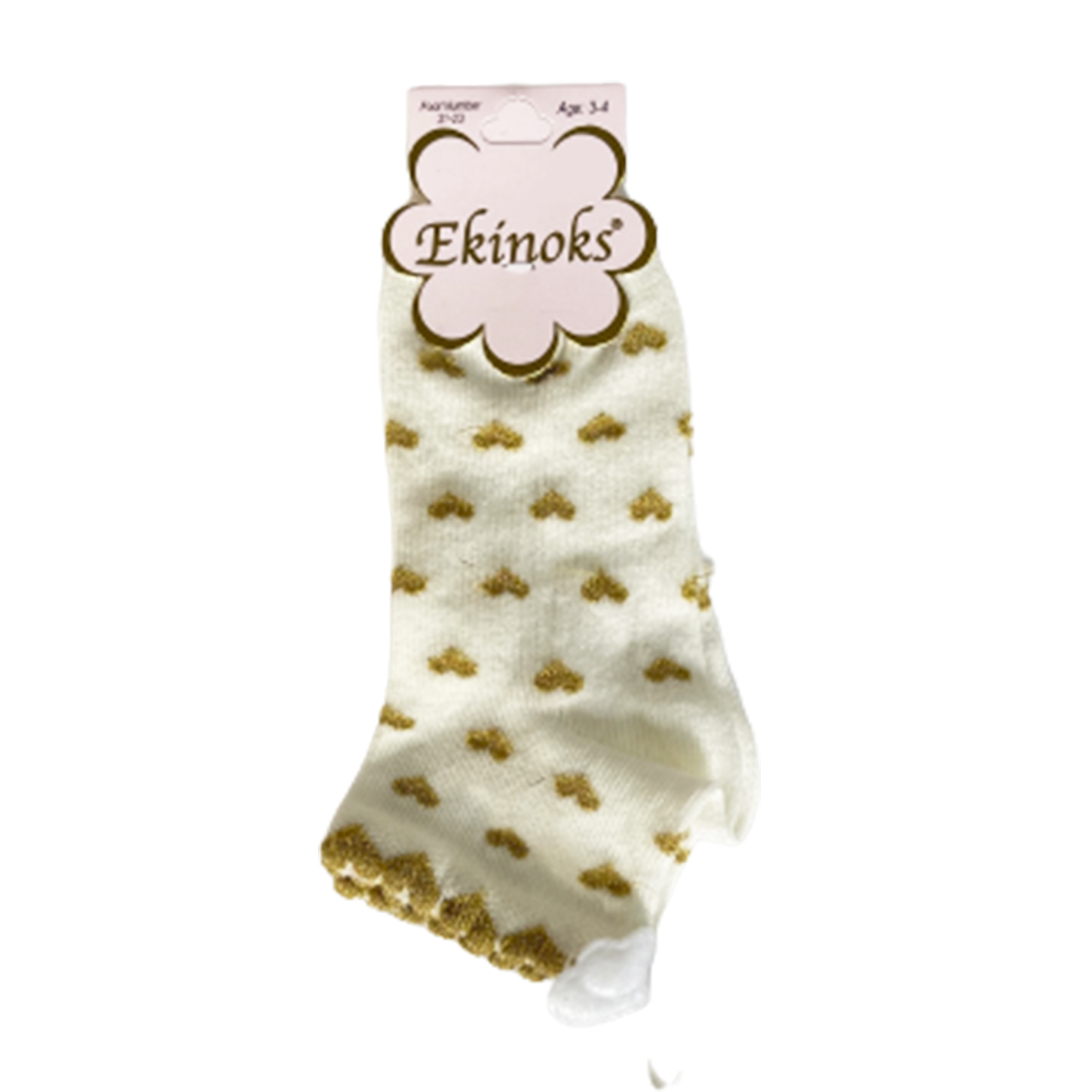 Шкарпетки Ekinoks Золоті серця, для дівчаток, молочні, 21-23 р. (814014) large popup