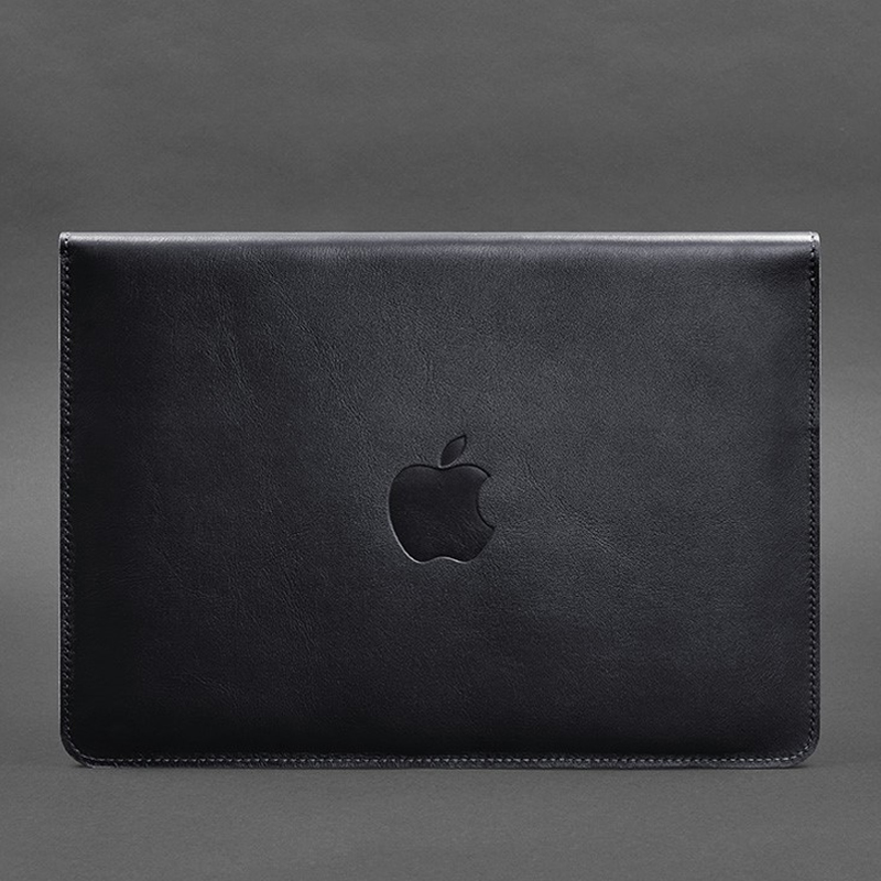 Шкіряний чохол-конверт на магнітах для MacBook 14 Темно-синій large popup