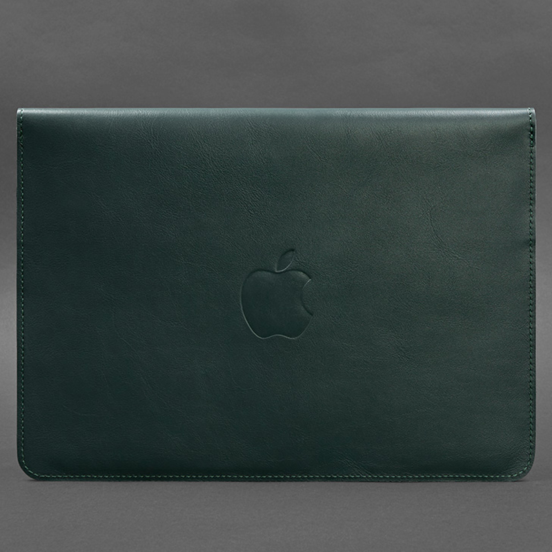Шкіряний чохол-конверт на магнітах для MacBook 15 дюйм Зелений large popup