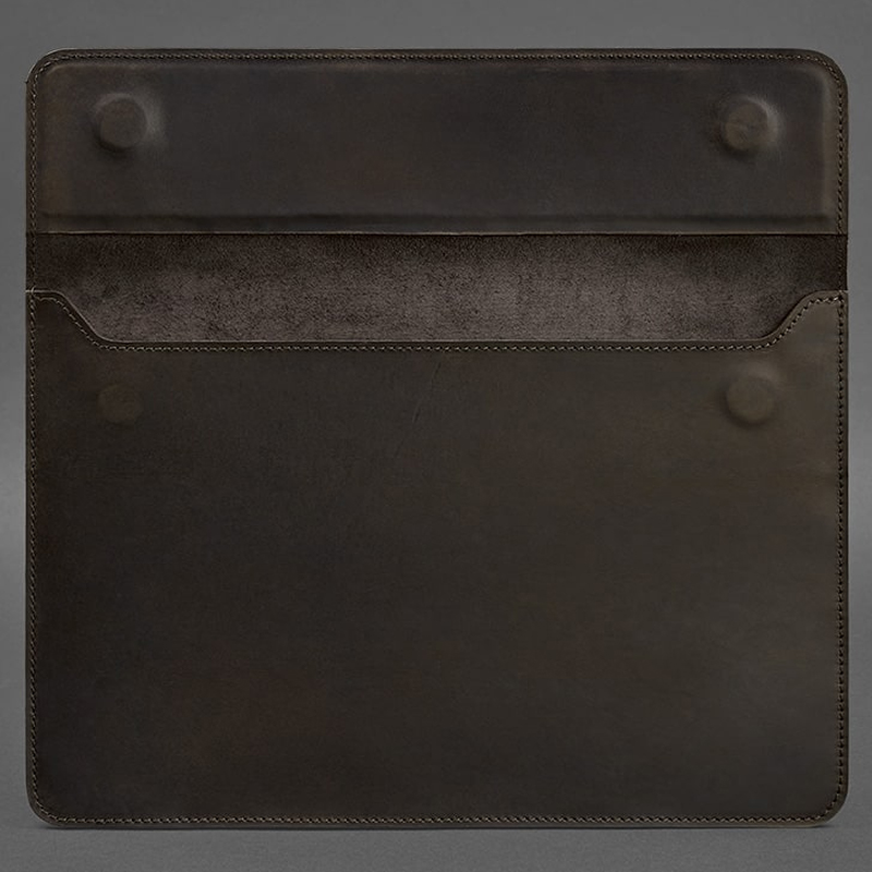 Шкіряний чохол-конверт на магнітах для MacBook 15 дюйм Темно-коричневий large popup