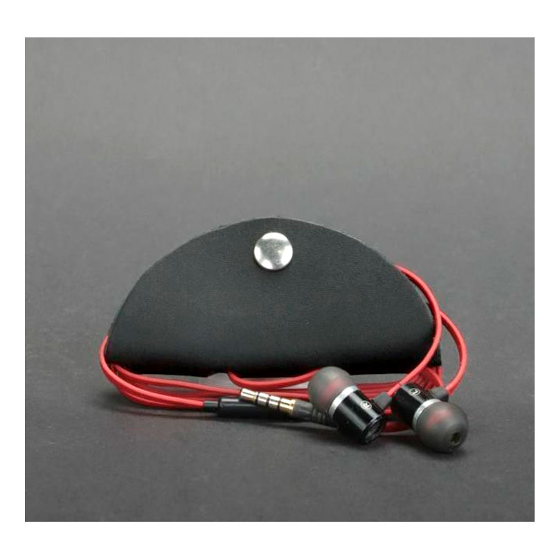 Шкіряний холдер для навушників та проводів чорний large popup