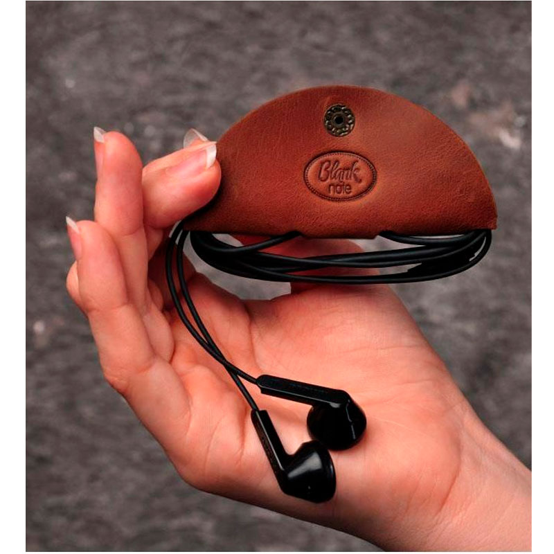 Шкіряний холдер для навушників та проводів світло-коричневий
 large popup