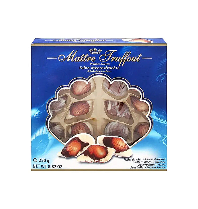 Шоколадні цукерки (мушлі) в коробці Maitre Truffout feine Meeresfruchte, 250 г, Австрія large popup