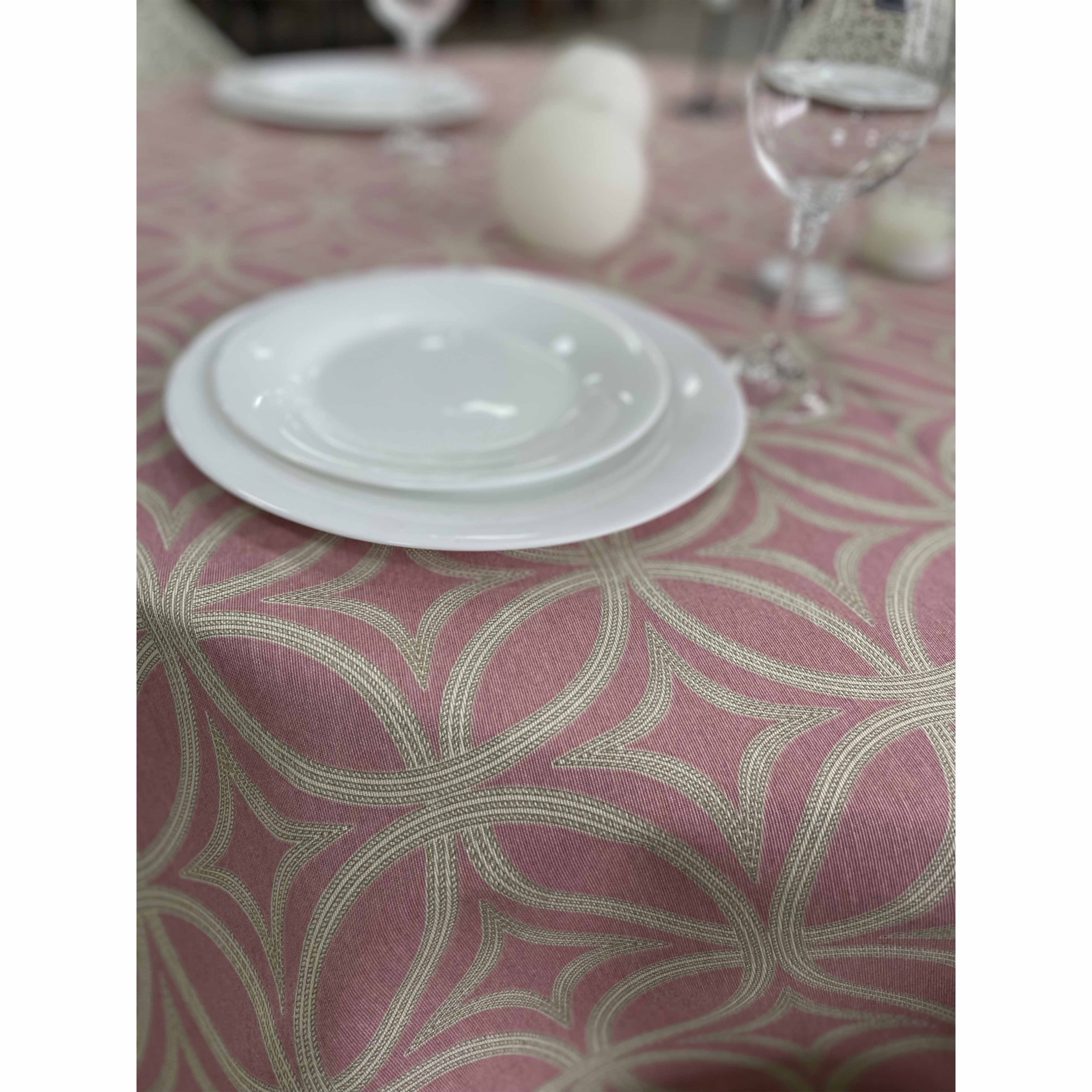 Скатертина Casanel з тефлоновим покриттям, 120*160, рожевий принт (56) - 26293 large popup