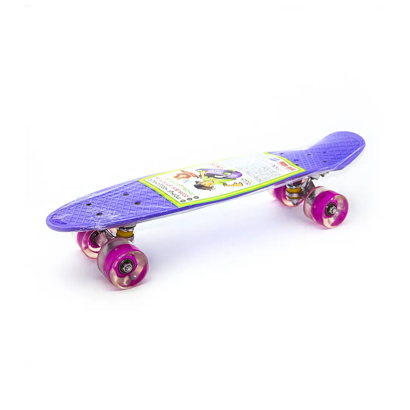 Скейт Пенніборд фіолетовий 56*15*12 см, зібраний, LED-ПУколеса, алюм. Підвіс large popup
