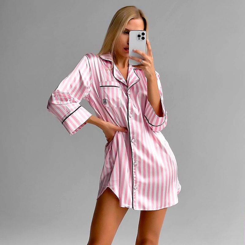 Сорочка для дому Domino Victoria's Secret з шовку, жіноча, ніжно рожева, р.L/XL (1106) large popup