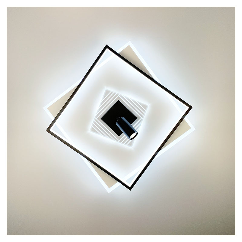Стельова LED люстра в чорно-білому корпусі large popup