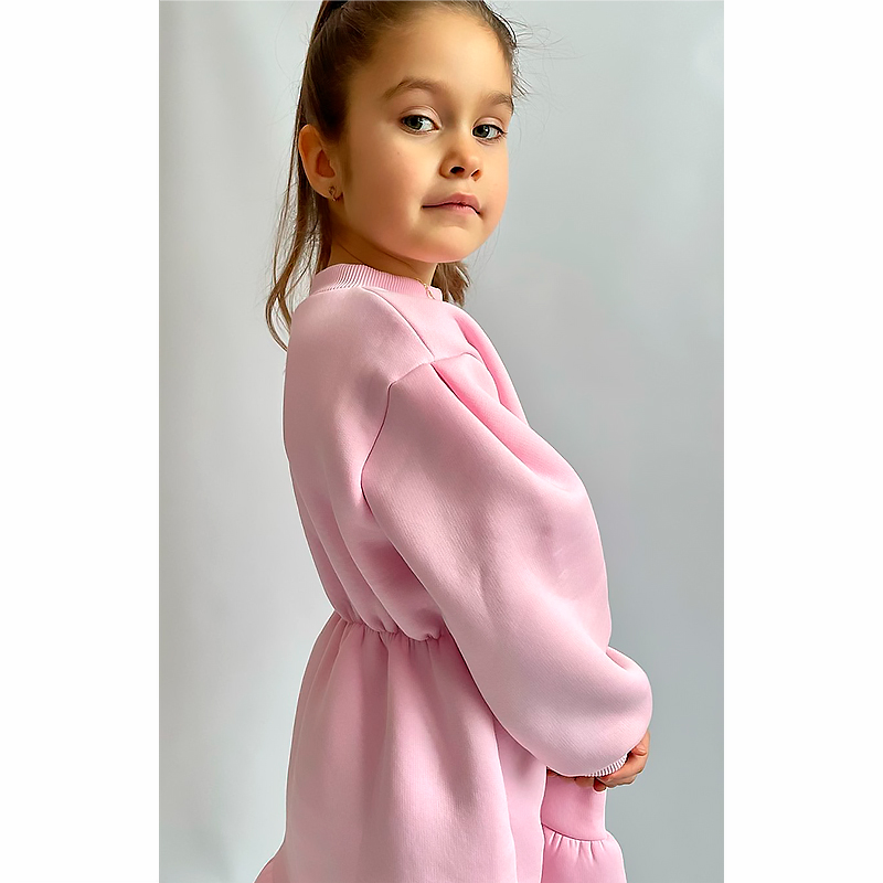 Сукня для дівчинки тепла, тринитка на флісі, рожева, р.128 (251348) large popup