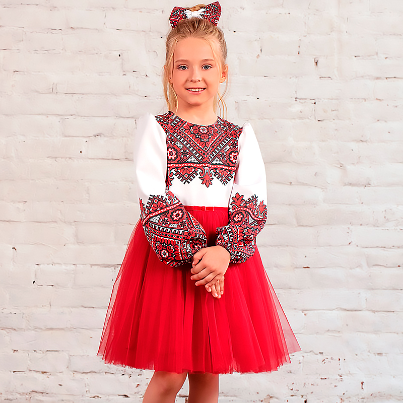 Сукня Zironka червона з орнаментом для дівчинки, р.140 (арт. 3822200701) large popup