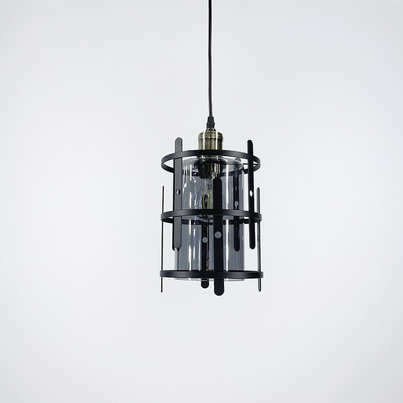 Вінтажний підвісний світильник у чорному каркасі large popup