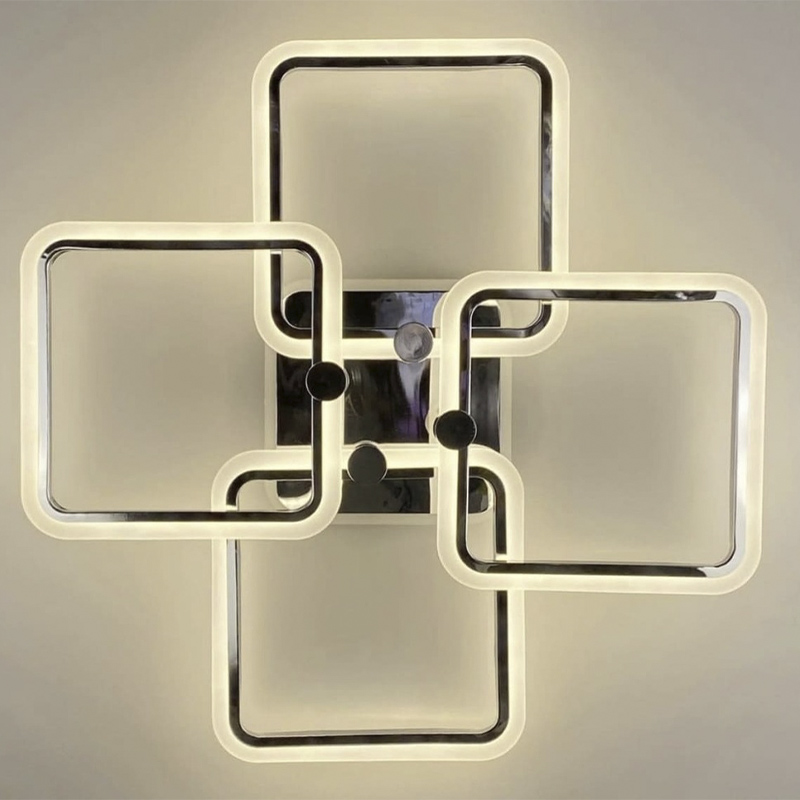 Світлодіона люстра chrome на 4 ріжки квадратної форми large popup