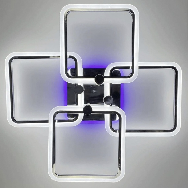Світлодіона люстра chrome на 4 ріжки квадратної форми large popup
