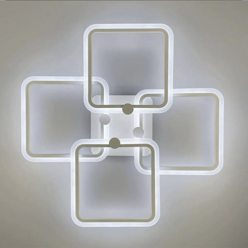 Світлодіона люстра white на 4 ріжки квадратної форми large popup