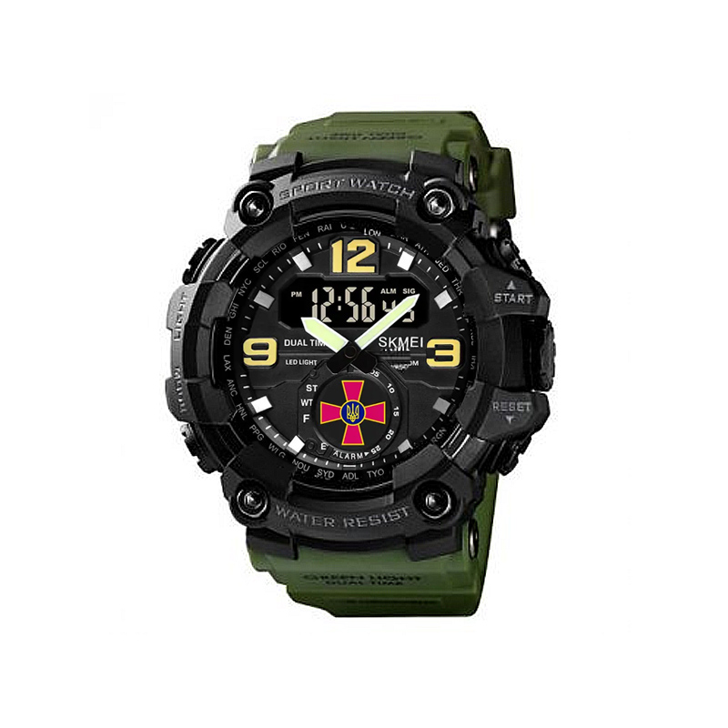 Тактичний багатофункціональний годинник Patriot 003AGUA Army Green Tactic UA(1080-1489) large popup