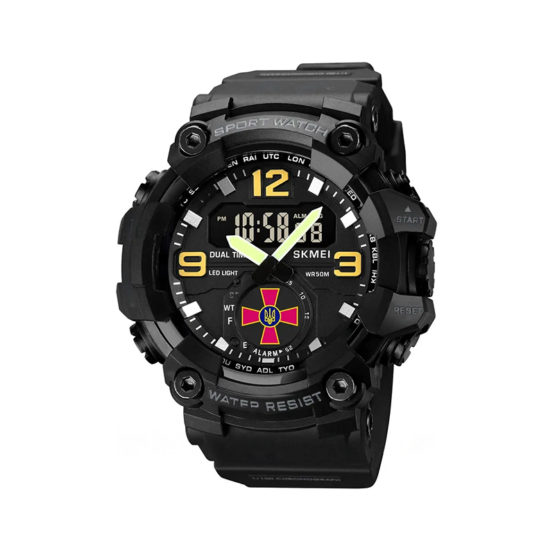 Тактичний багатофункціональний годинник Patriot Black Tactic UA large popup